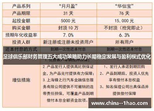 足球俱乐部财务管理五大成功策略助力长期稳定发展与盈利模式优化