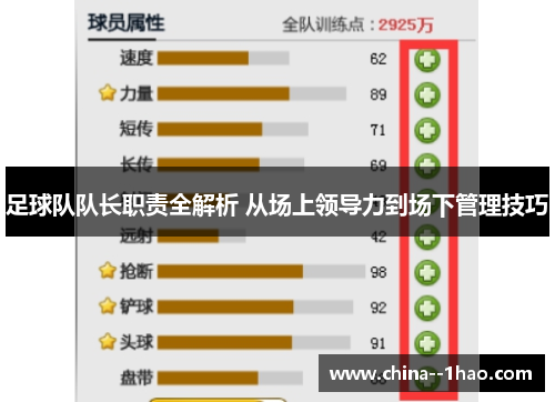 足球队队长职责全解析 从场上领导力到场下管理技巧