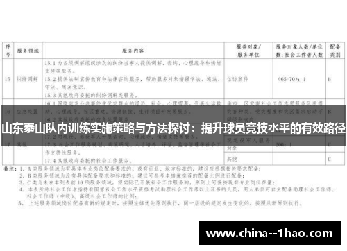 山东泰山队内训练实施策略与方法探讨：提升球员竞技水平的有效路径
