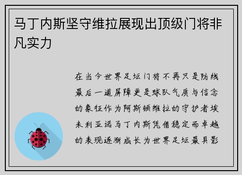 马丁内斯坚守维拉展现出顶级门将非凡实力